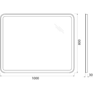 Зеркало BelBagno Spc-Mar 100х80 с подсветкой, кнопочный выключатель (SPC-MAR-1000-800-LED-BTN)