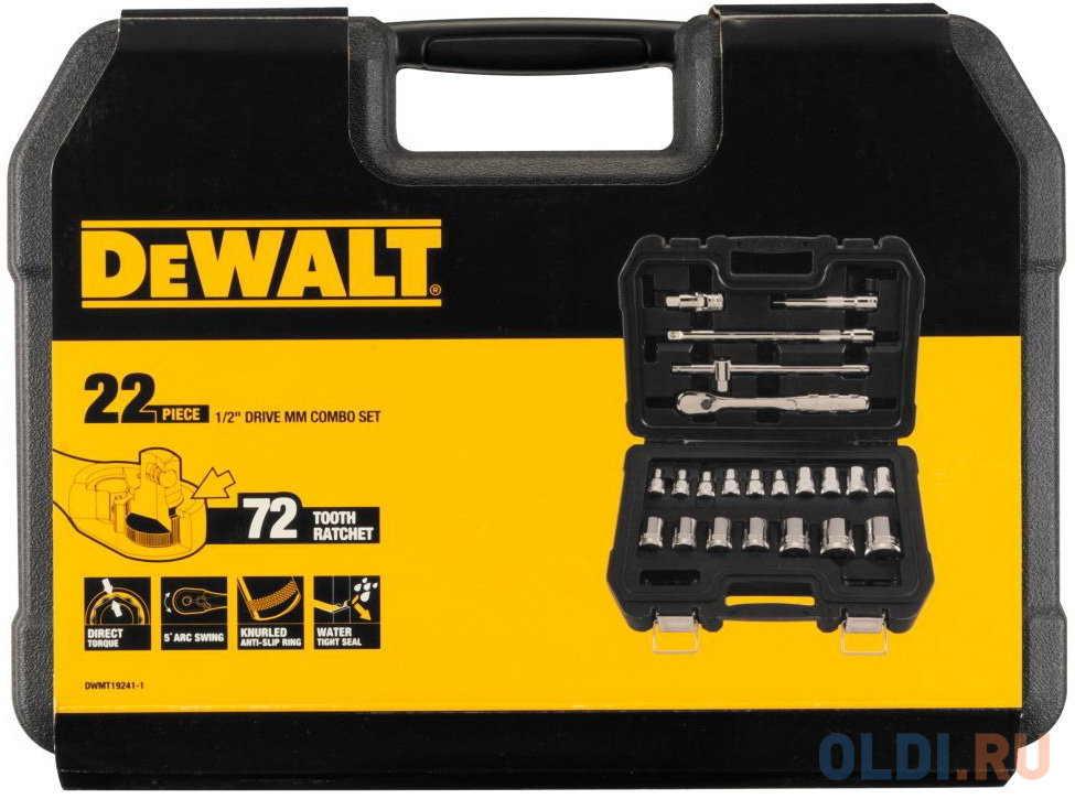 Набор метрических головок DeWalt 1/2 дюйма (6 точек) (22 шт.) DWMT19241-1 в Москвe