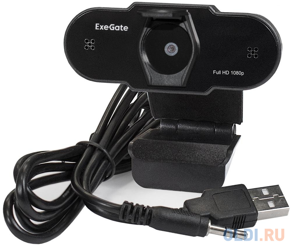 Exegate EX287387RUS Веб-камера ExeGate BlackView C615 FullHD (матрица 1/3" 2 Мп, 1920х1080, 1080P, 30fps, 4-линзовый объектив, шторка, USB, фикси