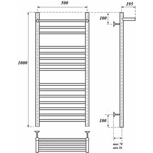 Полотенцесушитель водяной Point П9 500x1000 с полкой, хром (PN10150SP)