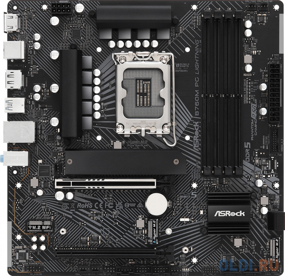 B760M PG LIGHTNING, Socket 1700, Intel®B760, 4xDDR5-4800, HDMI+DP, 2xPCI-Ex16, 1xPCI-Ex1, 4xSATA3(RAID 0/1/5/10), 2xM.2, 8 Ch Audio, GLan, (2+4)xUSB2.