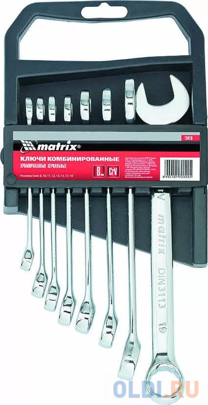 Набор комбинированных ключей MATRIX 15418 (8 - 19 мм)  8 шт.