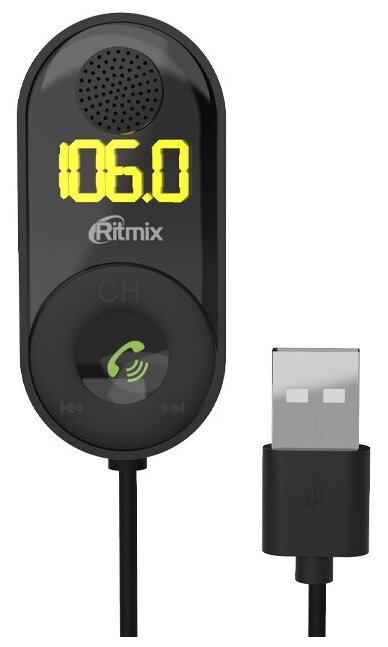 FM-трансмиттер Ritmix FMT-B400 черный MicroSD BT USB в Москвe