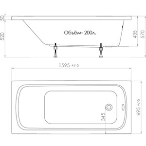 Акриловая ванна Triton Стандарт 160x70 (Н0000099329)