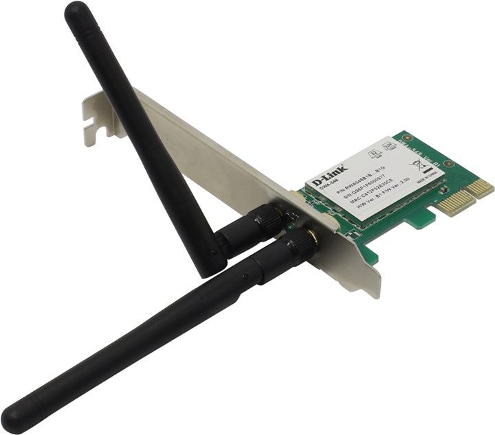 Адаптер Wi-Fi D-link DWA-548, 802.11n, 2.4 ГГц, до 300 Мбит/с, 17 дБм, PCI-E, внешних антенн: 2x2 дБи