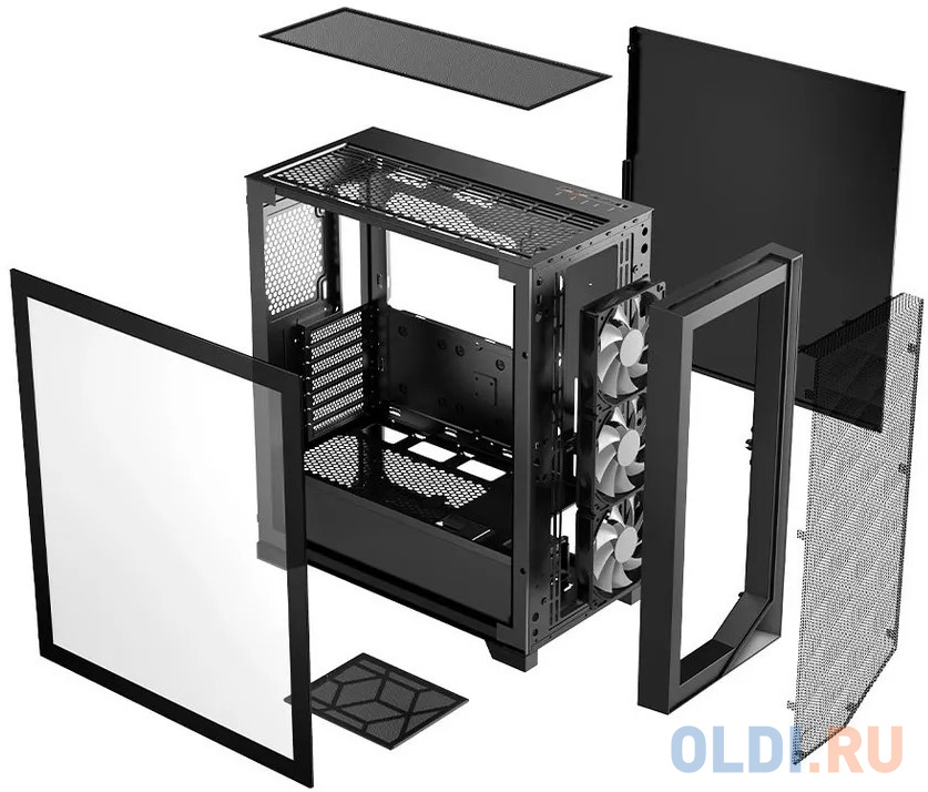 Корпус без блока питания/ PCCOOLER C3D510 BK, Mesh Mid Tower, Black, TG, 0.7 SPCC, no fans E-ATX, ATX, mATX, mITX 170/390/205mm 2x2.5", 2x3.5&quo