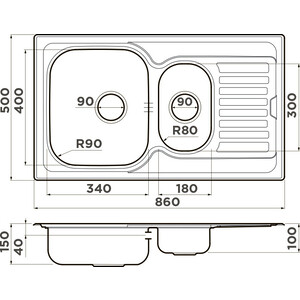 Кухонная мойка Omoikiri Kashiogawa 86-2 IN нержавеющая сталь (4993454)
