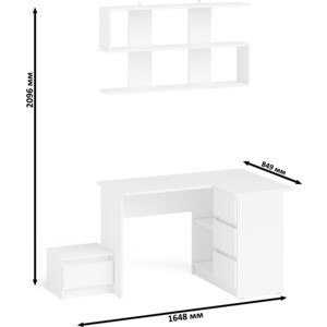 Стол компьютерный СВК Мори МС-16 правый + Тумба ТМП400.1 + Полка 1200, цвет белый (1027472)