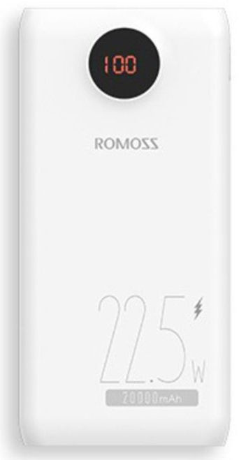 Портативный аккумулятор (Powerbank) Romoss SW20PF, 20000mAh, 2xUSB, 3A, Type-C, QC, PD, белый (6973693499199)