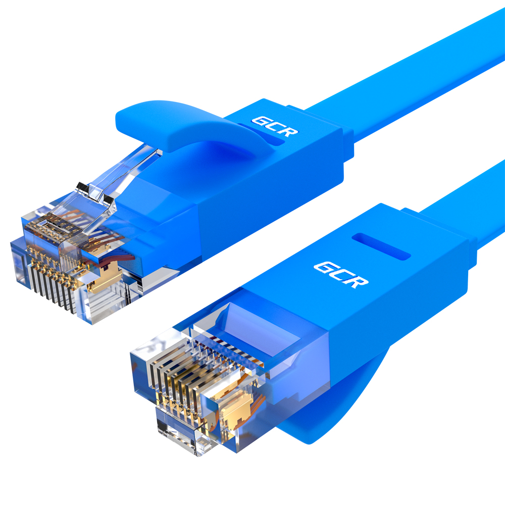 Патч-корд UTP кат.6, 15м, RJ45-RJ45, синий, CU, плоский, Greenconnect (GCR) (GCR-LNC621-15.0m)