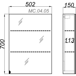 Зеркальный шкаф Aqwella MC 50x70 белый (MC.04.05)