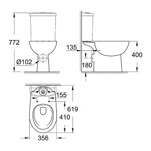 Унитаз-компакт безободковый Grohe Bau Ceramic с сиденьем микролифт (39349000, 39436000, 39493000)