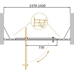 Душевая дверь Cezares Molveno BA-12 140x190 прозрачная, хром (Molveno BA-12-BA-12-100+40-C-Cr-IV)