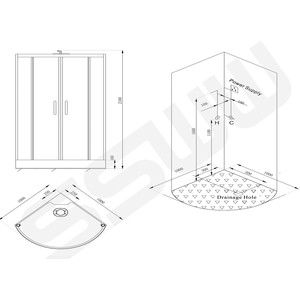 Душевая кабина SSWW с паром и гидромассажем (BU602)