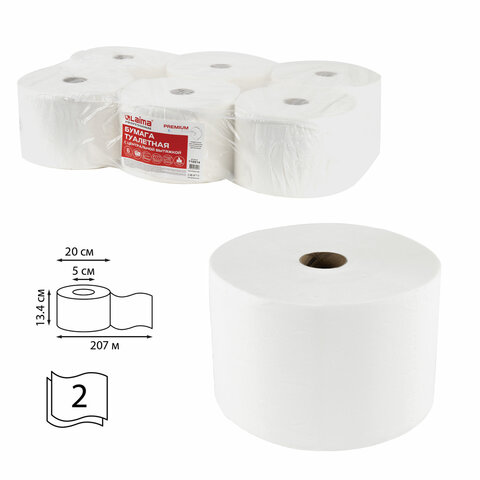 Бумага туалетная Laima Premium T8, слоев: 2, листов 1150шт., длина 207м, белый, 6шт. (112514)