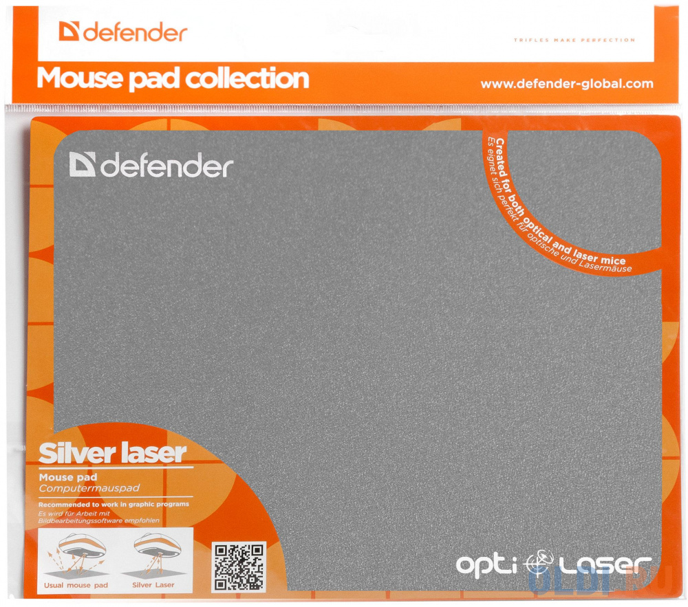 Коврик для мыши Defender Silver Opti-Laser (пластиковый) 220х180х0.4, 5 видов в Москвe