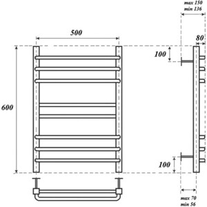 Полотенцесушитель электрический Point П8 500х600 хром (PN90156SE)