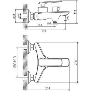 Смеситель для ванны Haiba HB548-7 черный/хром (HB60548-7)