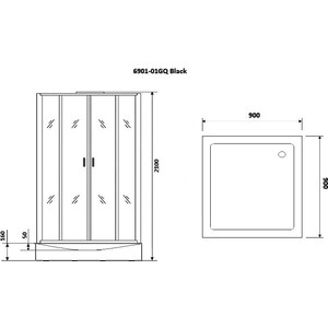Душевая кабина Niagara NG-6901-01GQ BLACK 90х90х210