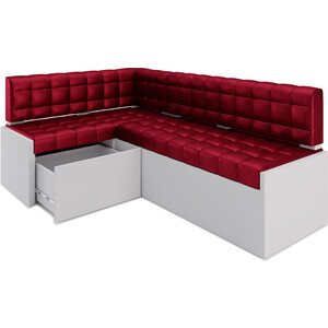 Кухонный диван Mebel Ars Ганновер левый угол (бархат красный STAR VELVET 3 DARK RED) 178х82х103 см