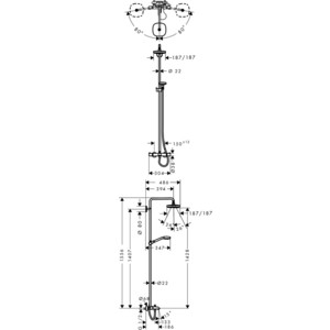 Душевая система Hansgrohe Croma Select E 180 с термостатом и изливом, хром/белый (27352400)