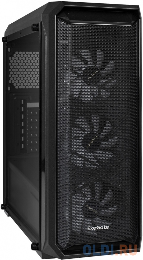 Корпус Miditower ExeGate i3 NEO-NPX600 (ATX, NPX600 12см, 2*USB+1*USB3.0, HD аудио, черный, 3 вент. 12см с RGB подсветкой, контроллер + ПДУ, ARGB MB к