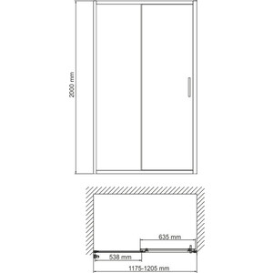 Душевая дверь Wasserkraft Main 41S 120х200 прозрачная, хром (41S05) в Москвe