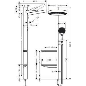 Душевой гарнитур Hansgrohe Rainfinity 360 с механизмом 26840180, хром (26842000, 26840180)