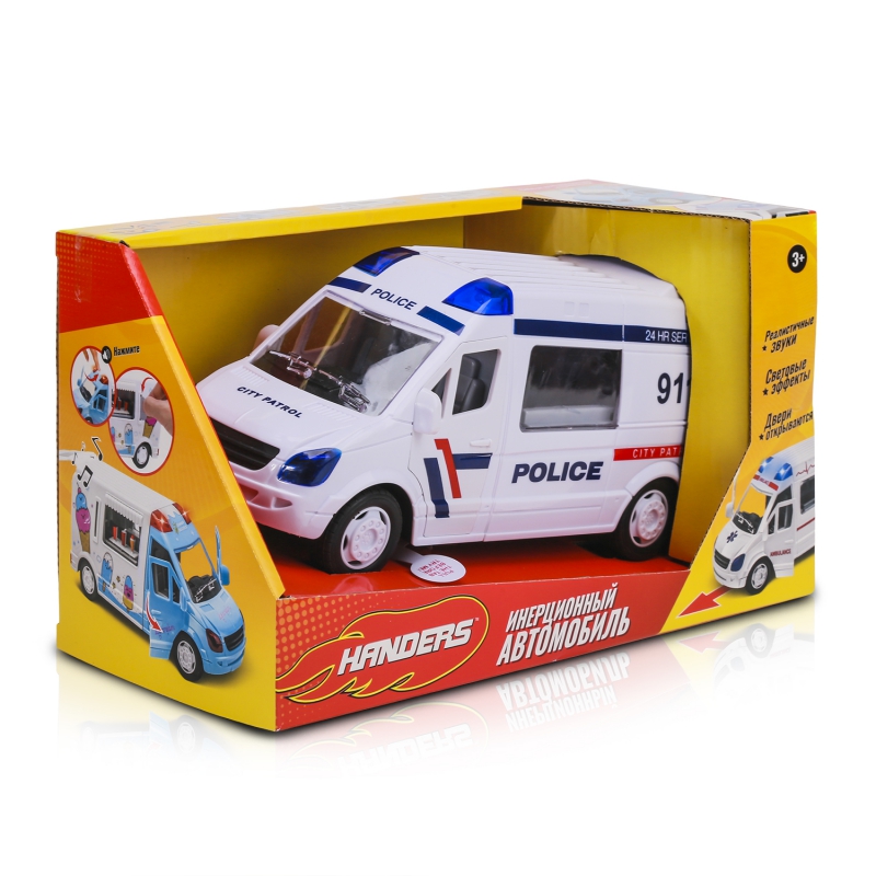 Автомобиль Handers "Полиция", 25 см, звук, свет, белый (HAC1608-158)