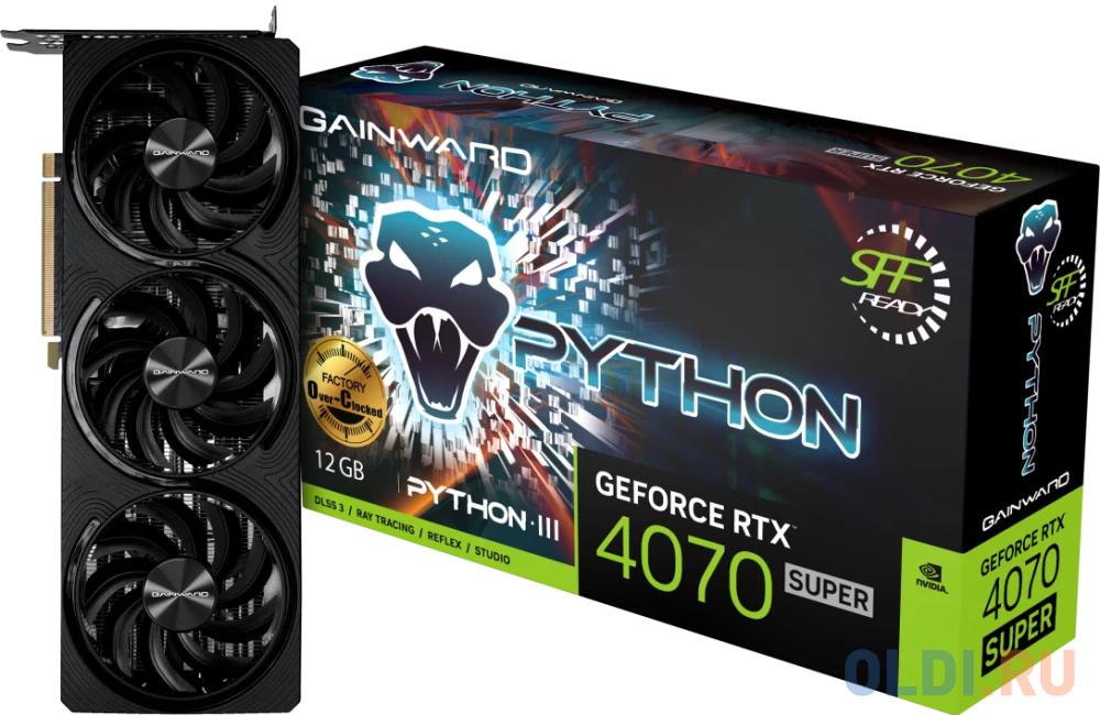 Видеокарта Gainward RTX4070 SUPER PYTHON III OC 12GB GDDR6X 192bit 3xDP HDMI 3FAN RTL в Москвe