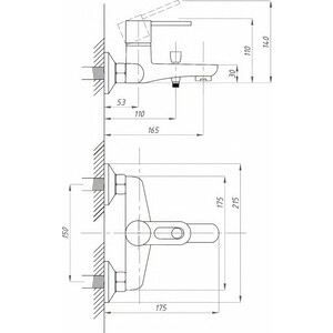 Смеситель для ванны Профсан Модерн PSM-815-008 хром в Москвe