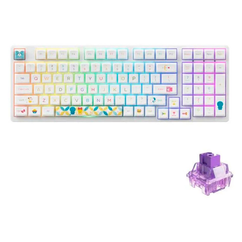 Клавиатура Akko 3098B Doraemon Rainbow 3 Modes Hot Swap CS Jelly Purple Switch 300983 в Москвe