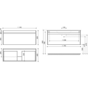 Тумба с раковиной Sancos Smart 120 два ящика, белый глянец (SM120-1W, CN7006)