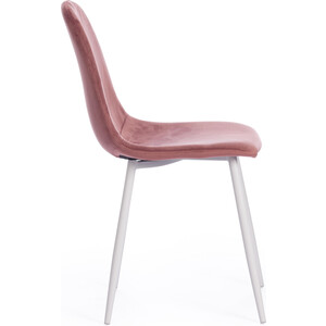 Стул TetChair BREEZE (mod. 4724) / 1 шт. в упаковке, вельвет/металл, Coral (коралловый) HLR44 / белый