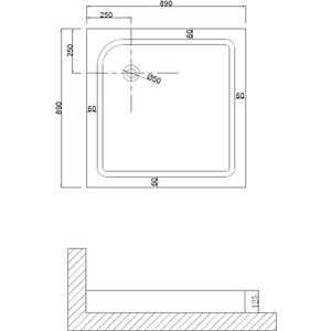 Душевой уголок Niagara Nova 90x90 с поддоном, прозрачный, черный (NG-6808-08 BLACK, 90901Q)