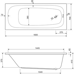 Акриловая ванна Cezares Eco 160х70 (ECO-160-70-41-W37) в Москвe