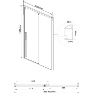 Душевая дверь Vincea Lugano VDS-1L-1 130x195 прозрачная, хром (VDS-1L130CL-1) в Москвe