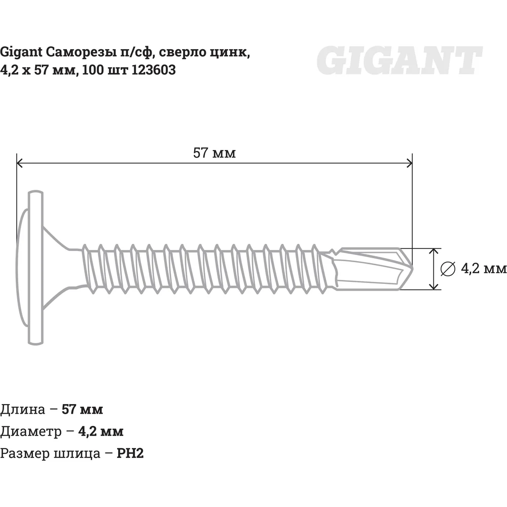 Оциинкованные саморезы-сверло Gigant