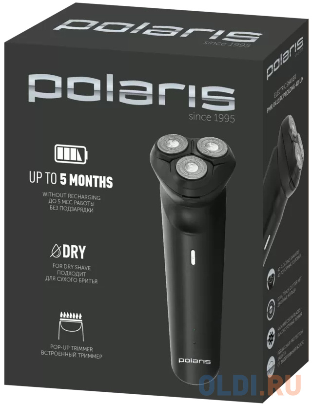 Электробритва Polaris PMR 0411RC ProLong 4D Li+,  черный