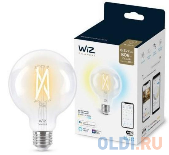 Лампа светодиодная WiZ Wi-Fi BLE 60WG95E27927-65CL1PF/6 в Москвe