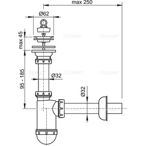 Сифон для раковины AlcaPlast D32 с нержавеющей решеткой D63 (A411)