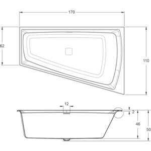 Акриловая ванна Riho Still Smart 170x110 L левая, с ножками (B102001005, 207097)