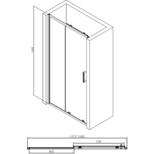 Душевая дверь Abber Schwarzer Diamant 150х190 прозрачная, черная (AG30150B)