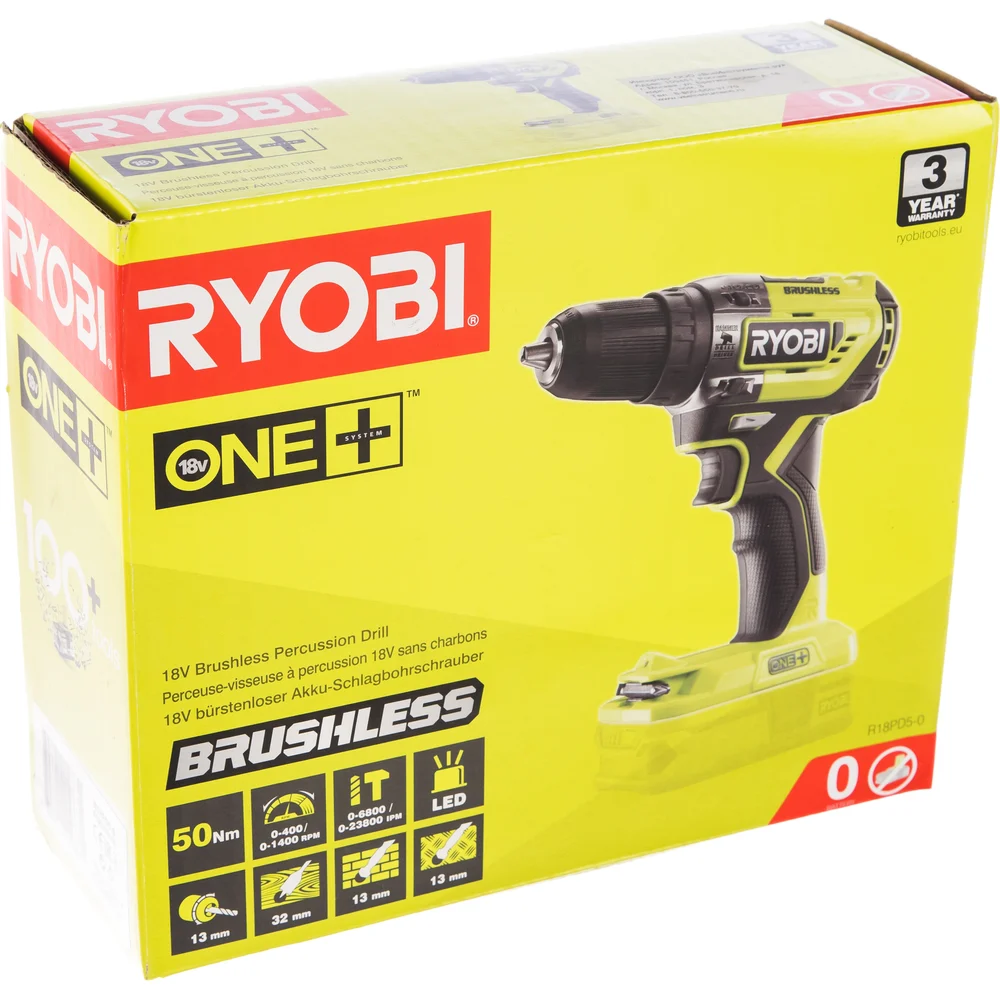 Бесщеточная ударная дрель-шуруповерт Ryobi