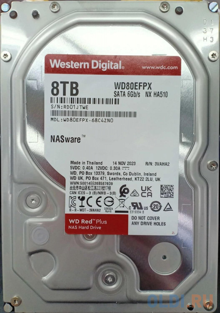 Жесткий диск WD SATA-III 8TB WD80EFPX NAS Red Plus (5640rpm) 256Mb 3.5" в Москвe