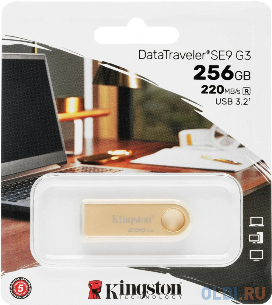 Флеш Диск Kingston 256GB DataTraveler SE9 DTSE9G3/256GB USB3.0 серебристый