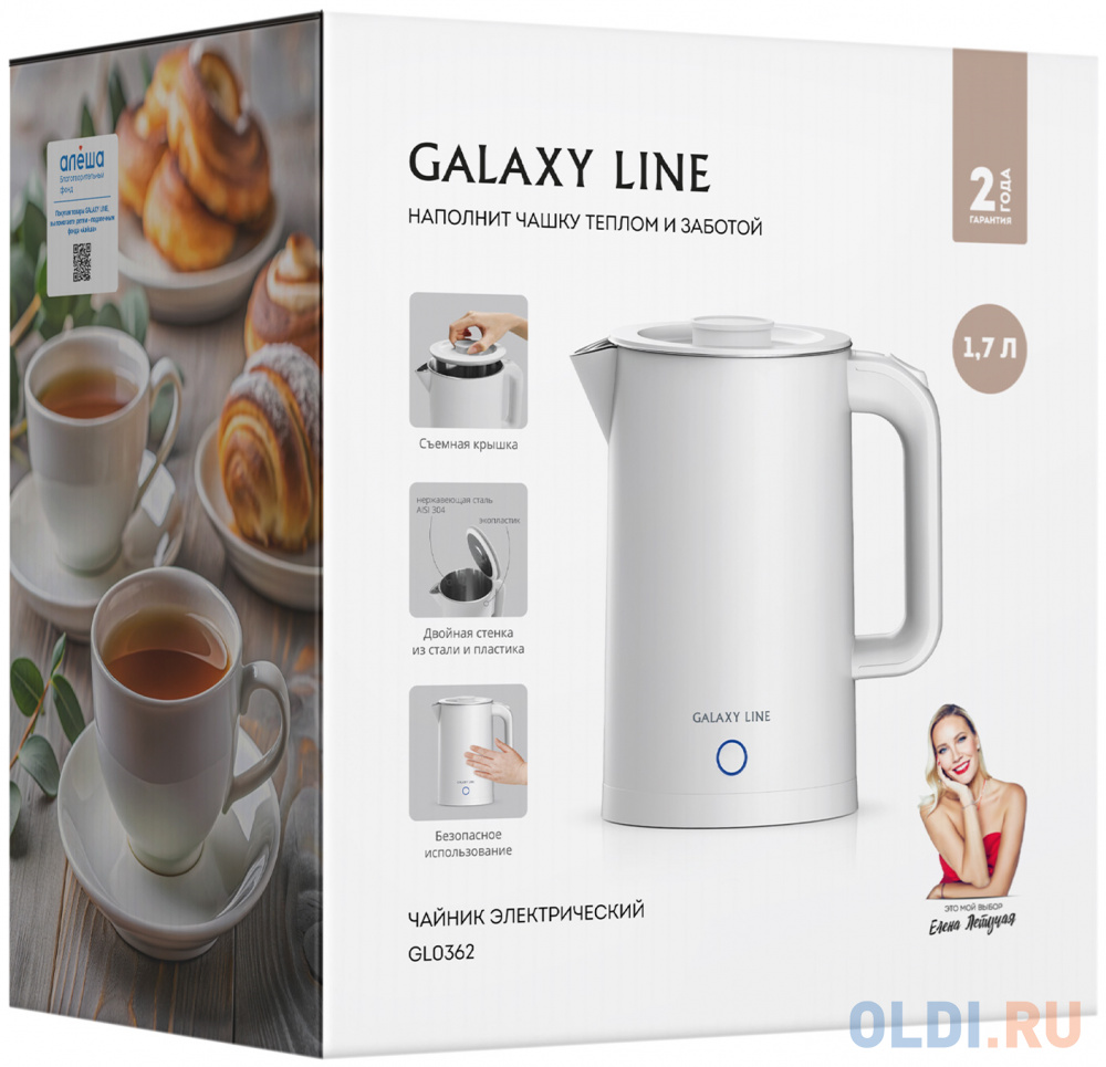 Чайник электрический GALAXY LINE GL 0362, 2200Вт, белый в Москвe