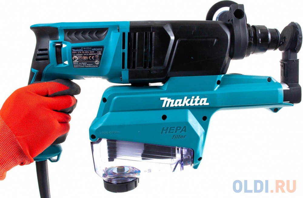 Makita HR2652 Перфоратор SDS-Plus [HR2652] { SDS+,800Вт,3реж,2.9Дж,0-4600у\\м,3.0кг,чем,комплект д\\сбора пыли с фильтром HEPA } в Москвe