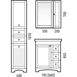 Мебель для ванной Corozo Техас 70 белая