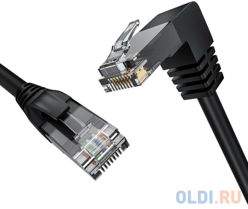 GCR Патч-корд прямой 0.5m UTP кат.5e, черный, нижний угол, литой, ethernet high speed, RJ45, T568B, GCR-53194 в Москвe